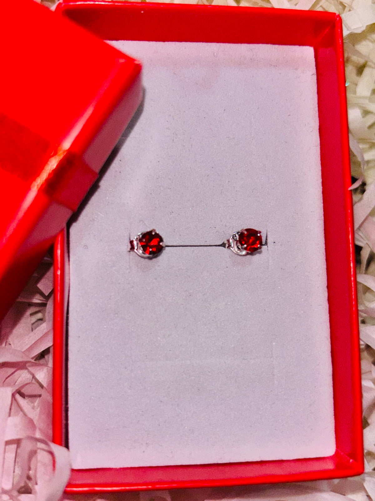 Aros de plata 925 - Punto de luz con piedra roja