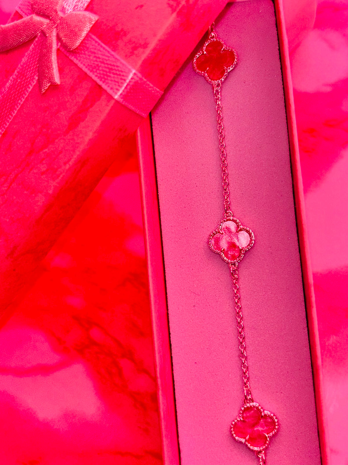 Pulsera de plata 925 - Trébol rosada