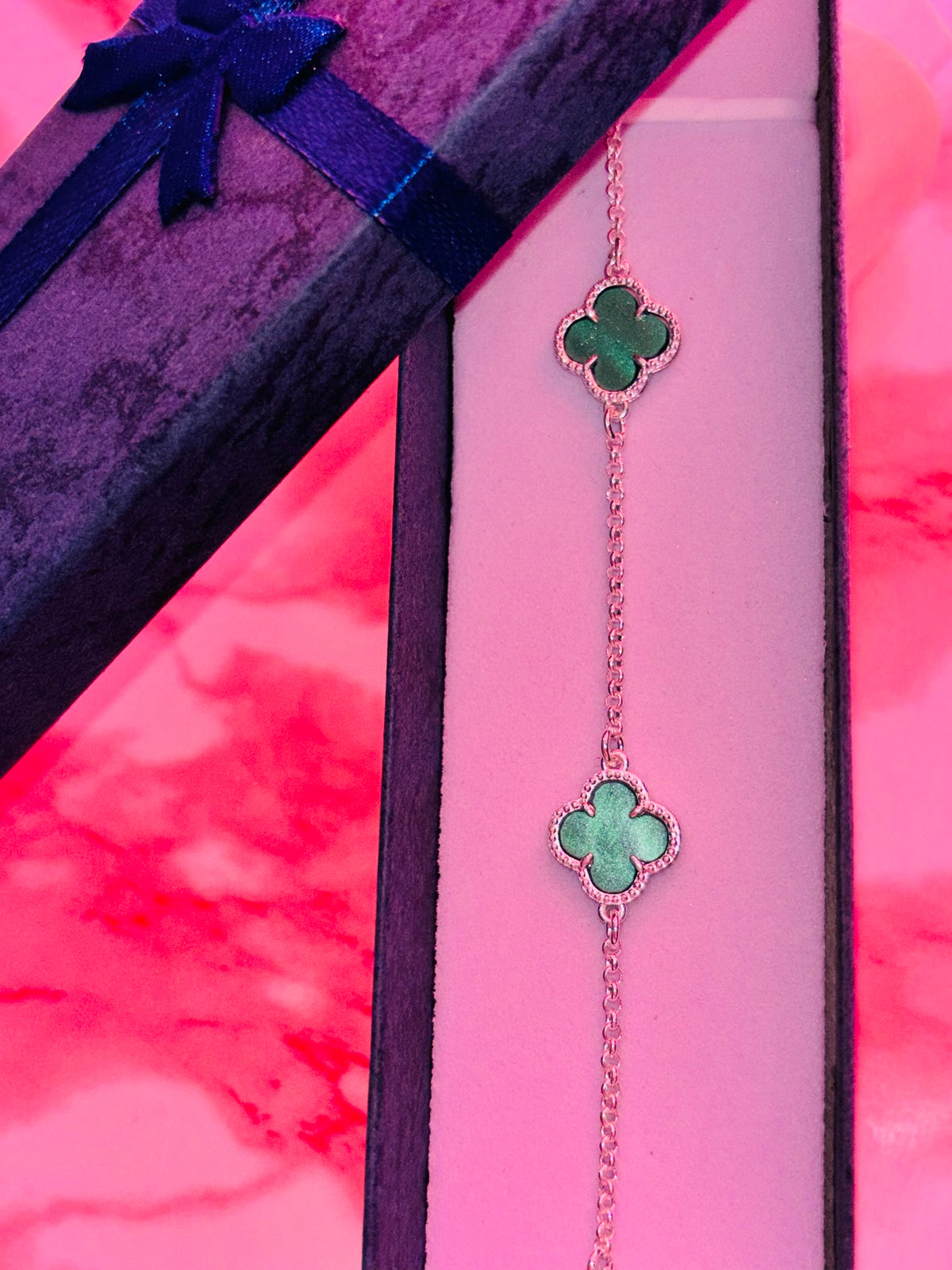 Pulsera de plata 925 - Trébol verde