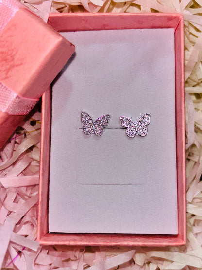 Aros de plata 925 - Mariposa con circones