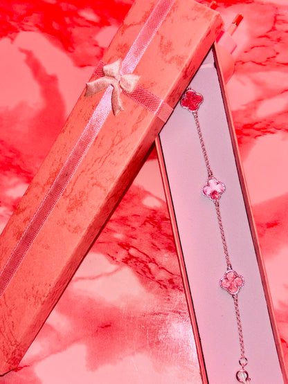 Pulsera de plata 925 - Trébol rosada